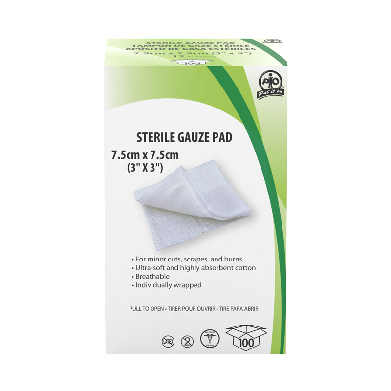Gauze Pads, 7.5 x 7.5cm, 100/Box