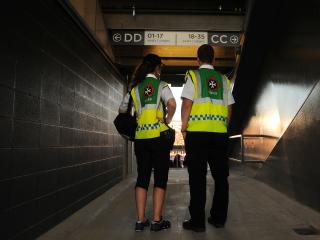 Medical First Responders in a hallway at a stadium