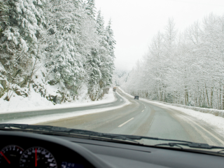 Winter driving scene
