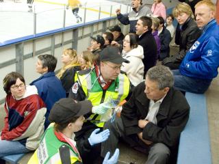 First aid at hockey game